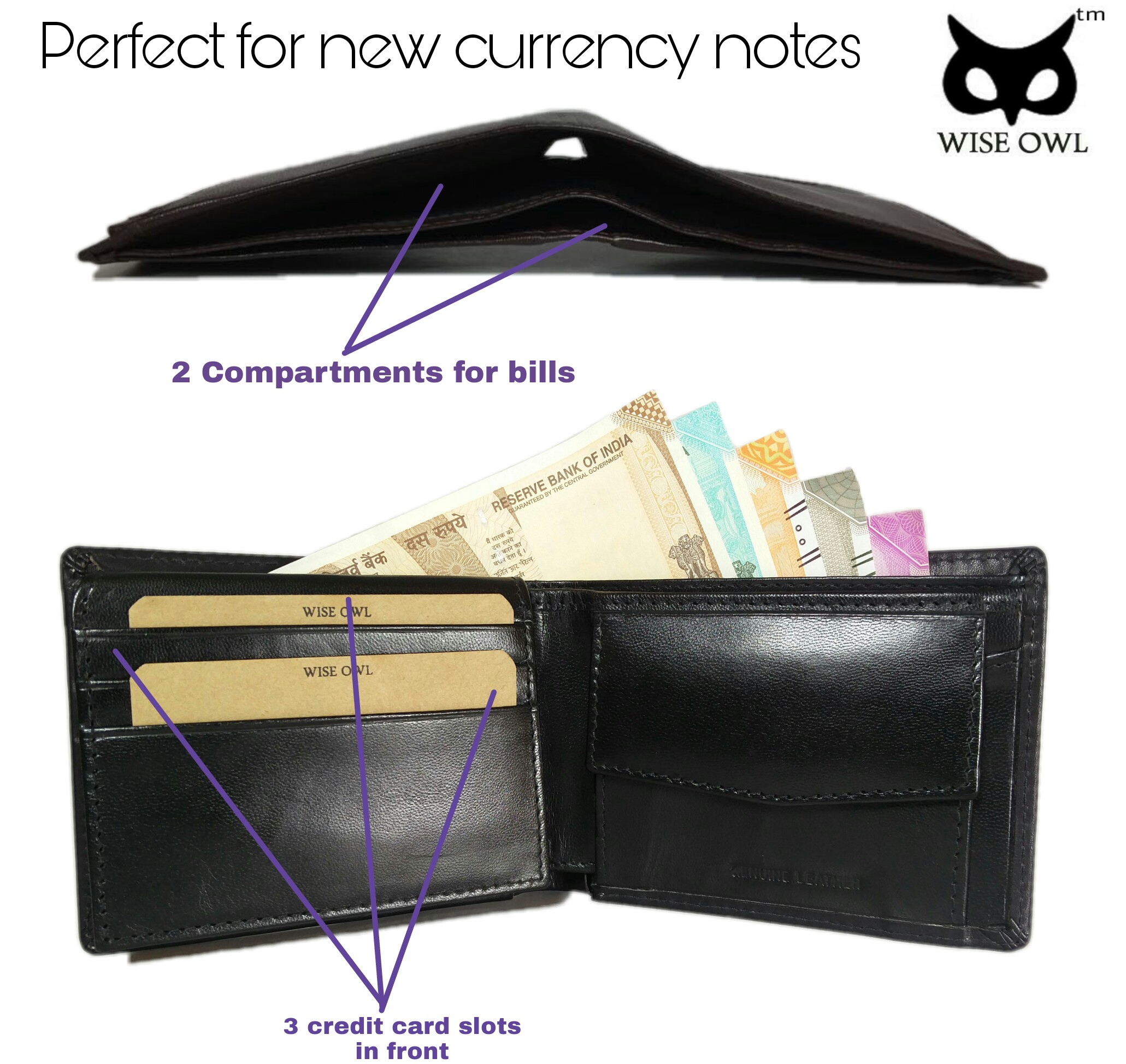 Buy WISE OWL Leather Black Formal Regular Wallet RFID Blocker (WOR ...