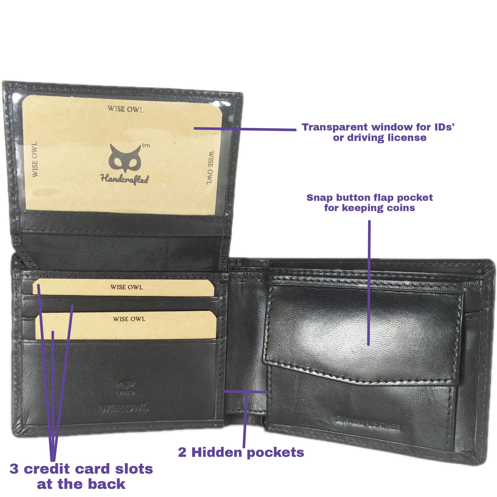 Buy WISE OWL Leather Black Formal Regular Wallet RFID Blocker (WOR ...