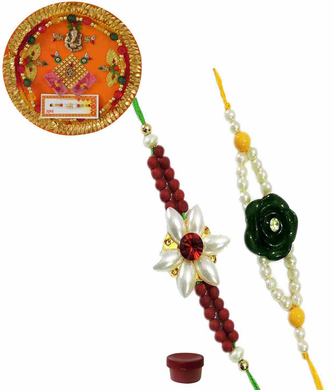 Buy Simple & Fancy Beads Rakhi Thread with Rakhi Thali Online ₹199