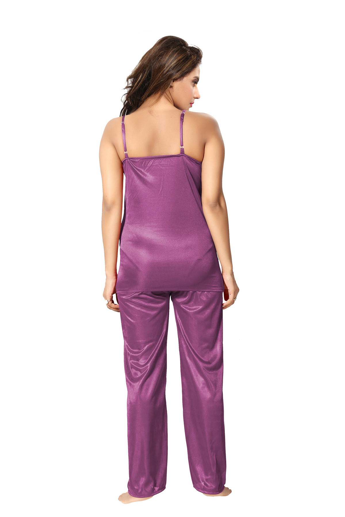 Buy Be You Purple Solid Women 4 Pieces Nightwear Set Nighty With Robe Top Pyjama Set Online 8762