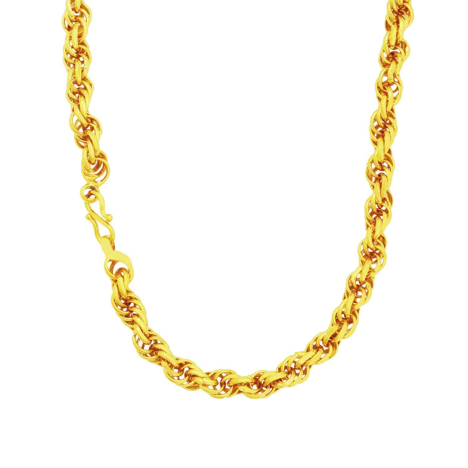 Buy Memoir 24KT Gold plated 24 Inch, 6mm thick Rope design chain for ...