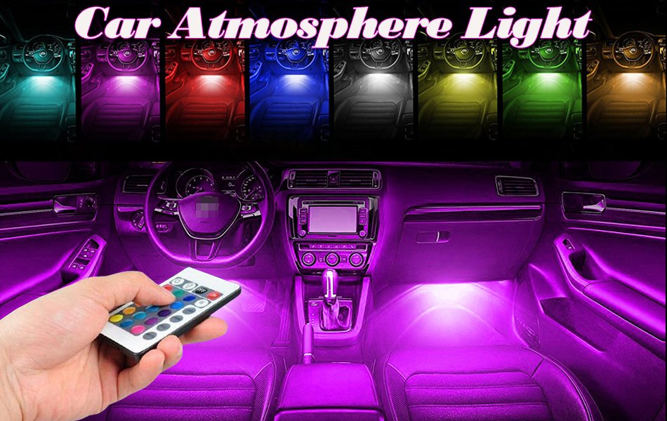 Buy MultiColor Music Controlled(Sound Activated) 9 LED Car Interior Atmosphere light with IR