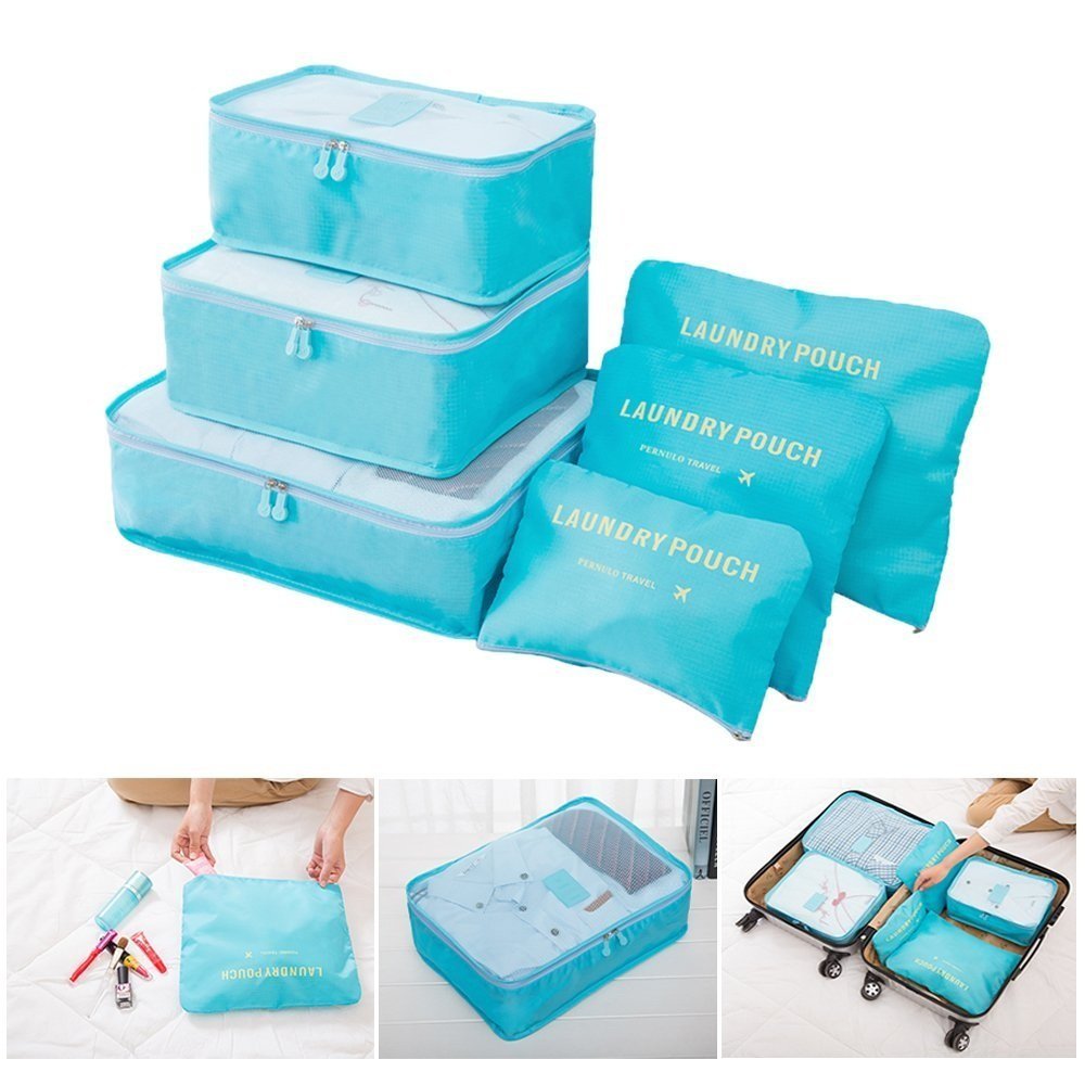 Buy 6pcs Packing Cubes Portable Travel Storage Bag Organiser Luggage ...