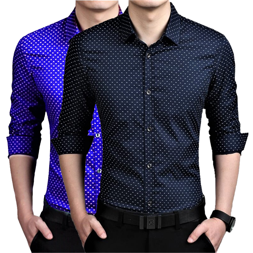 Buy US Pepper NEVY Royal Dotted Shirts (Pack of 2) Online @ ₹649 from ...