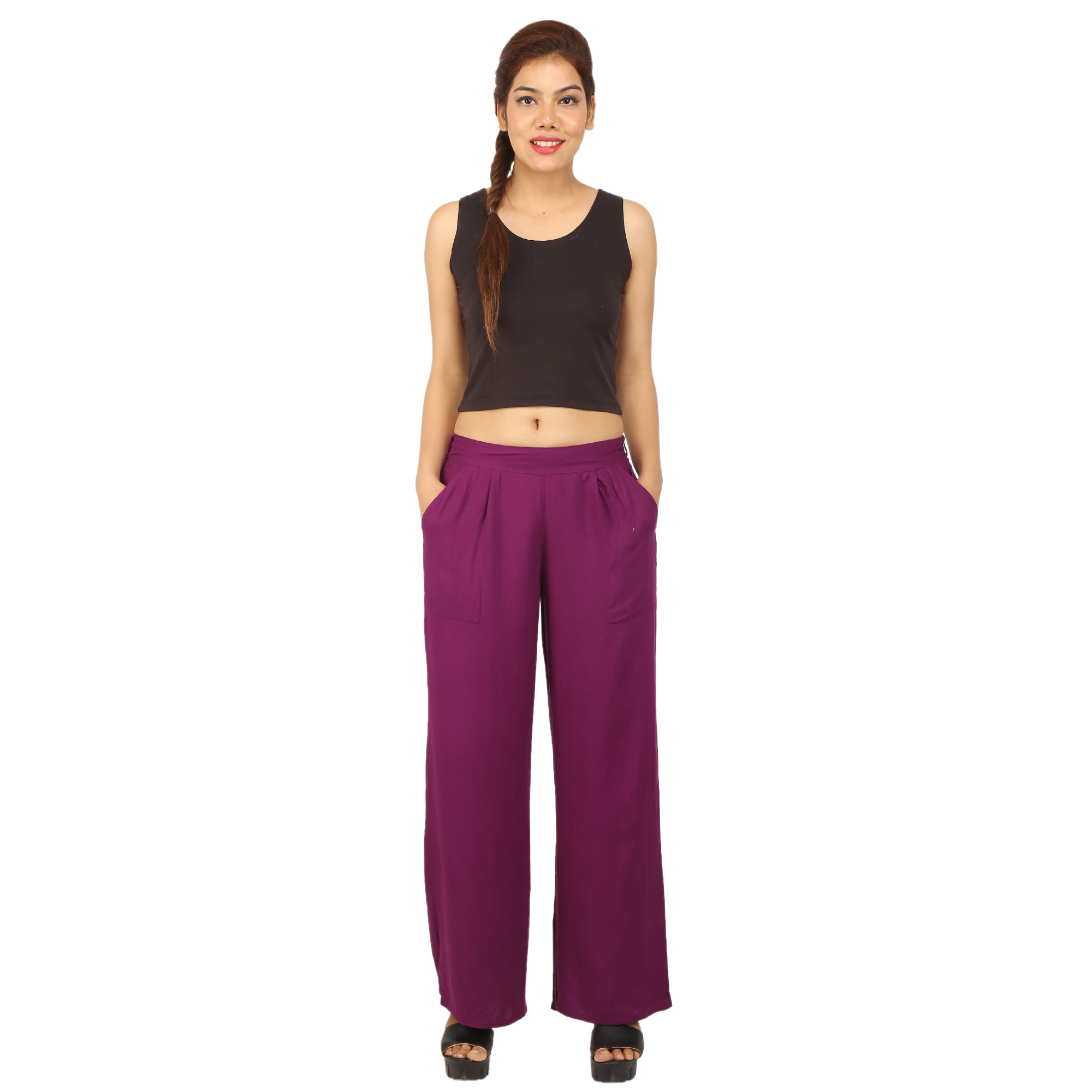 CHINMAYA Regular Fit Women's Purple Trousers
