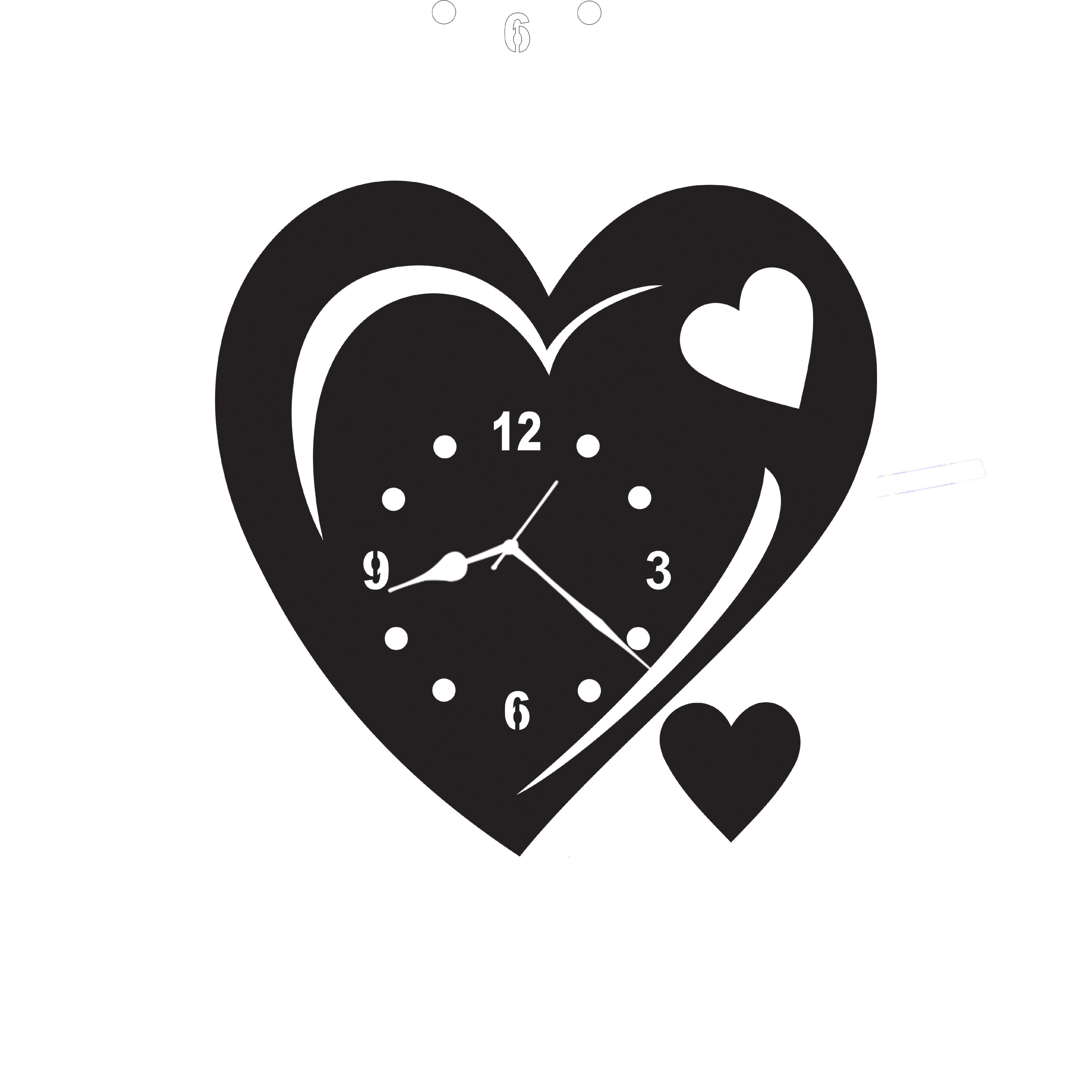 Buy 3d black heart non ticking and silent wall clock Online @ ₹369 from ...