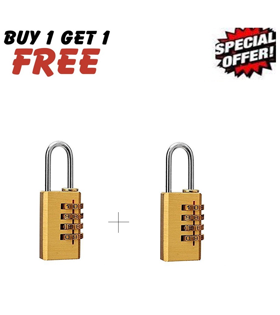 Buy Buy 1 Get 1 Free 4 Digit Metallic Number Lock Small Bag Lock Travel ...