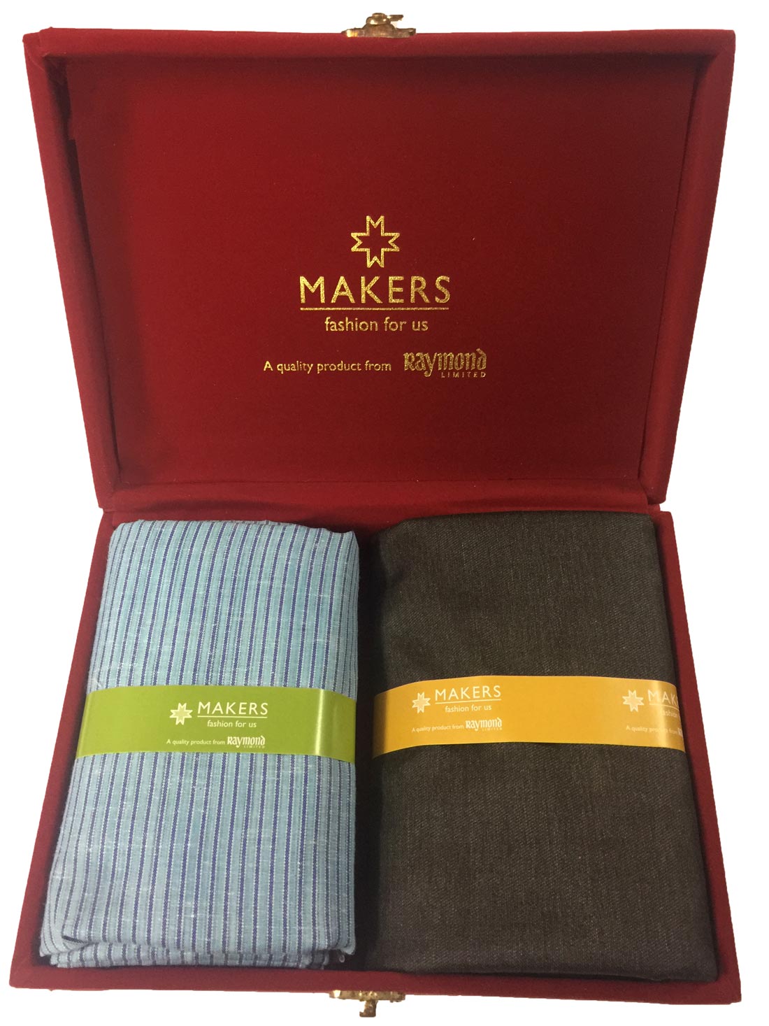 Buy Raymond Makers Unstitched Fabric for Shirt & Trouser in Velvet Gift ...