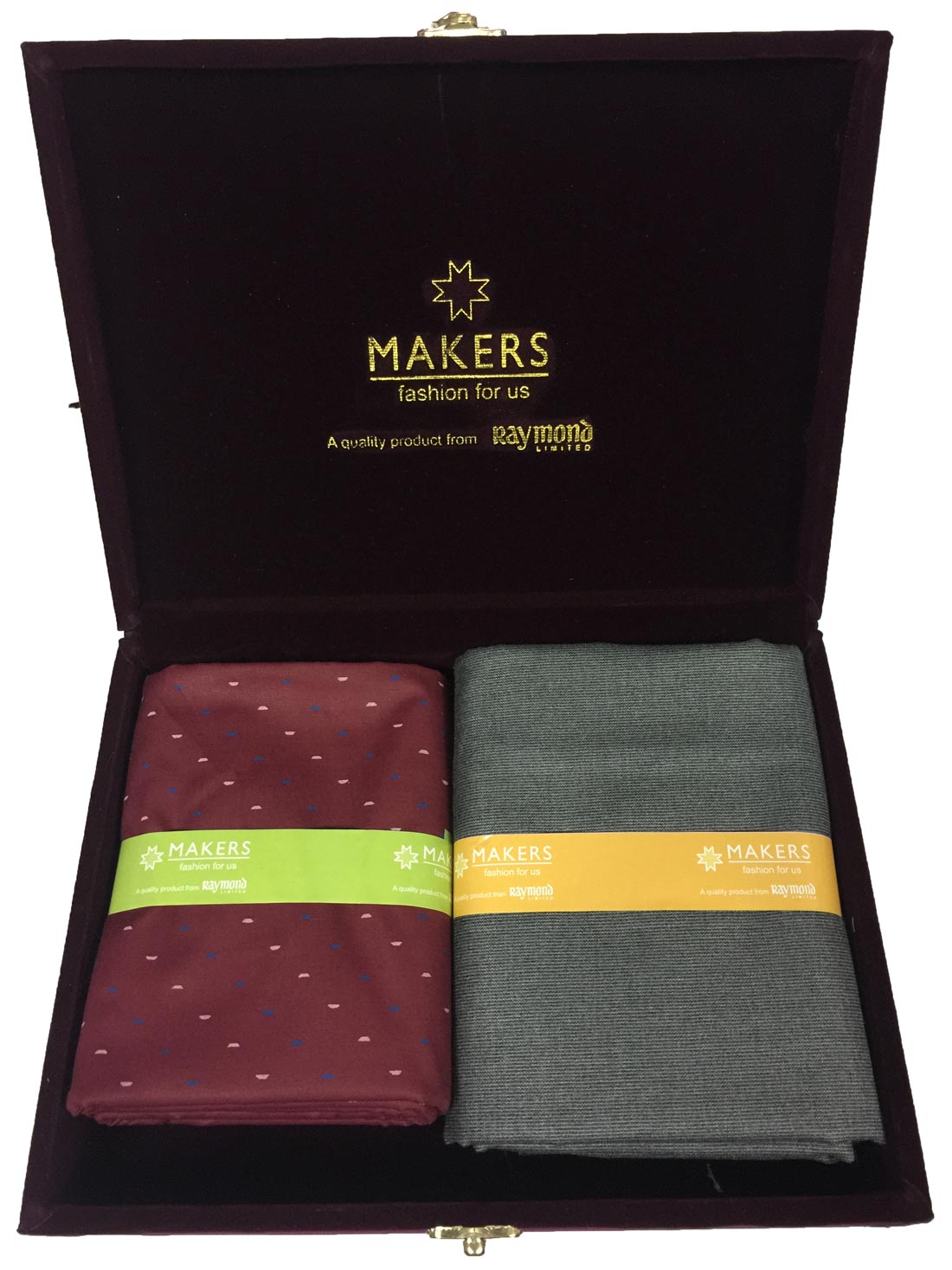 Buy Raymond Makers Unstitched Fabric for Shirt & Trouser in Velvet Gift ...