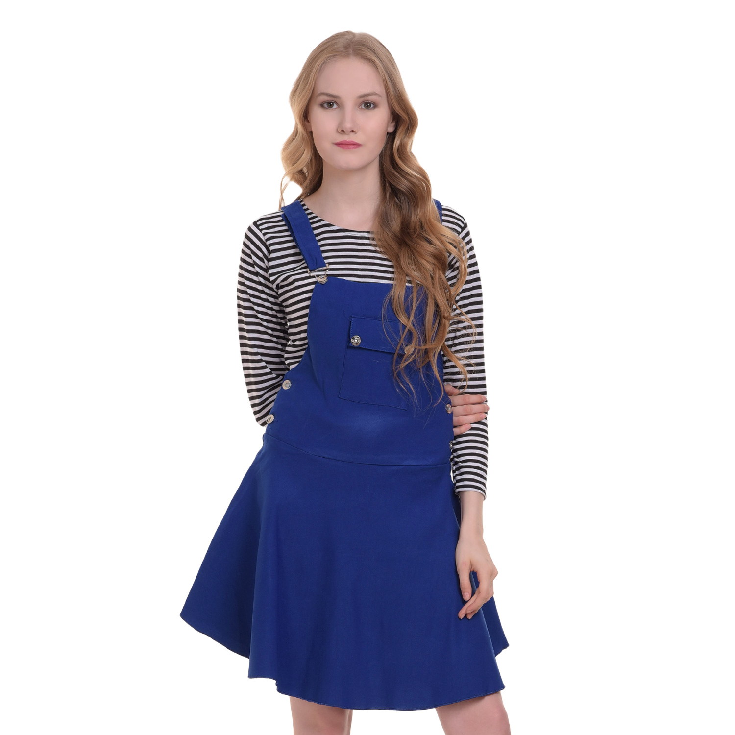 Buy Buynewtrend Cotton Lycra Royal Blue Dungaree Skirt With Top For Women Online ₹509 From 3588