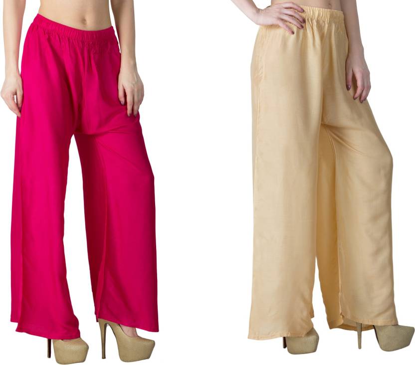 Buy Daily wear Causal black Pink and Skin colour of palazzo pant ...