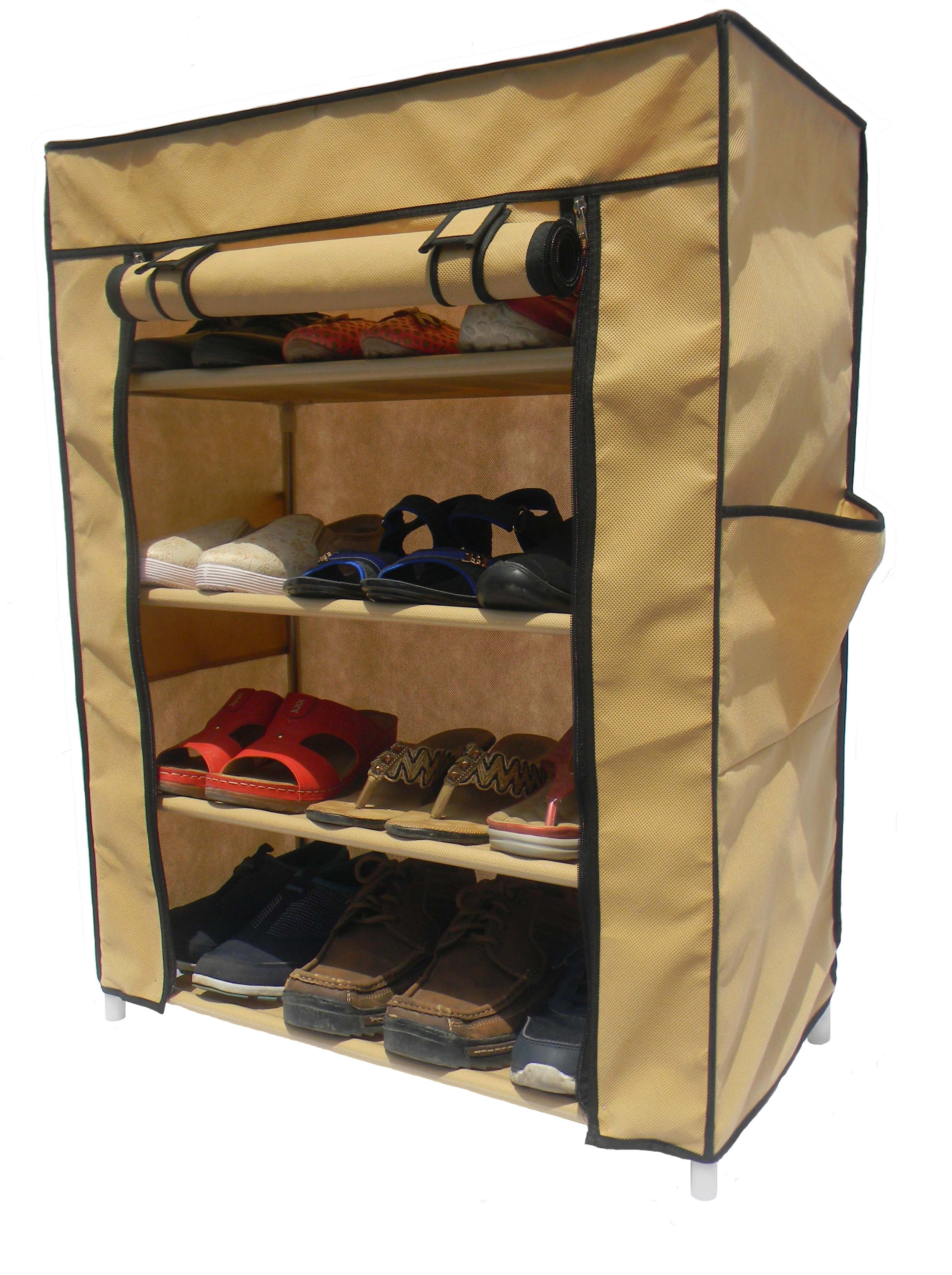 Buy Homecute Shoe Rack 4 Layer with Cover, Door, Closed, Collapsible ...