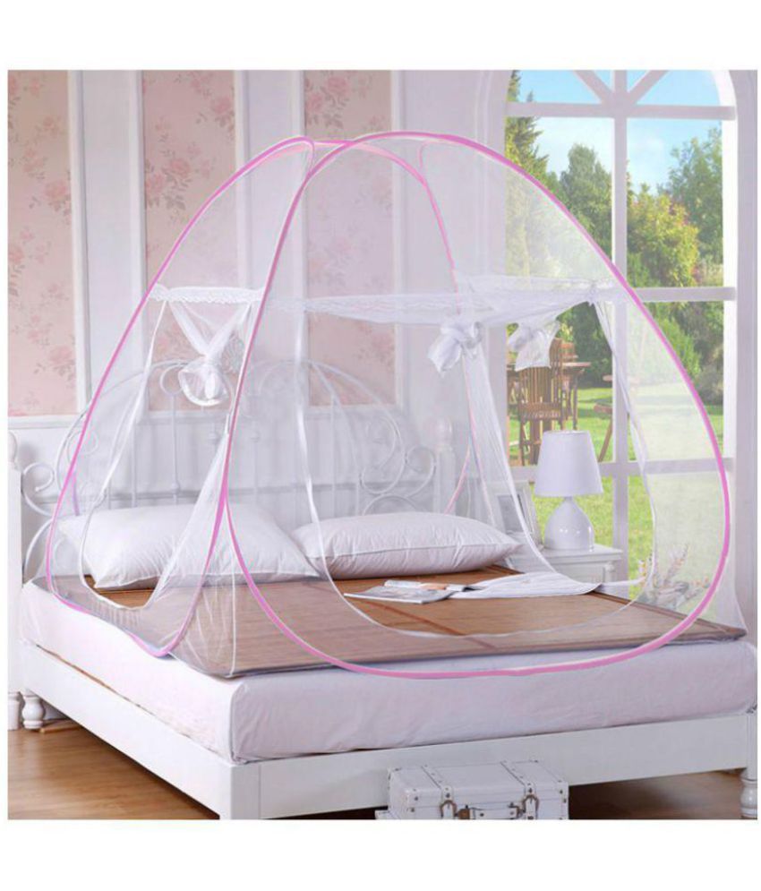 Buy Foldable Double Bed Pink Mosquito Net Online - Get 41% Off