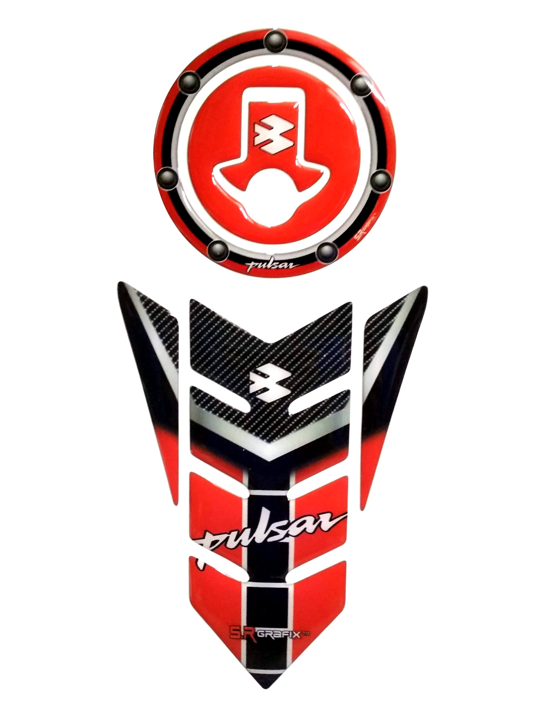 Buy Customize Combo Red Bajaj Pulsar 150/180 Tank Pad Fuel Cap Sticker