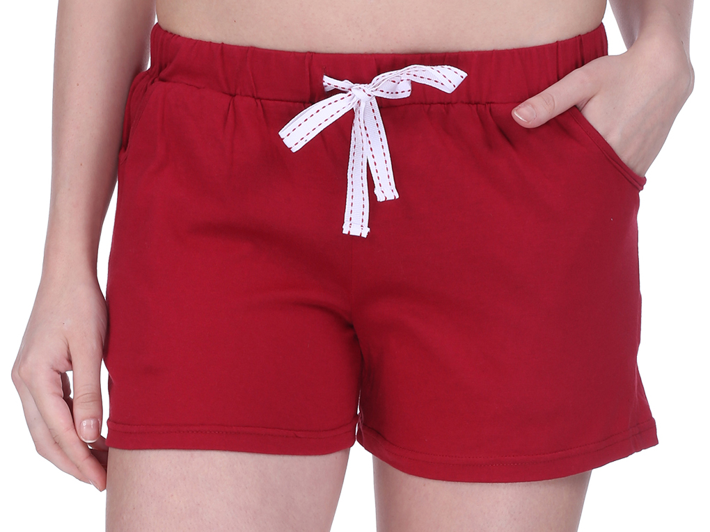 Buy Women Cotton Night Shorts in available Maroon Color Plain Casual ...
