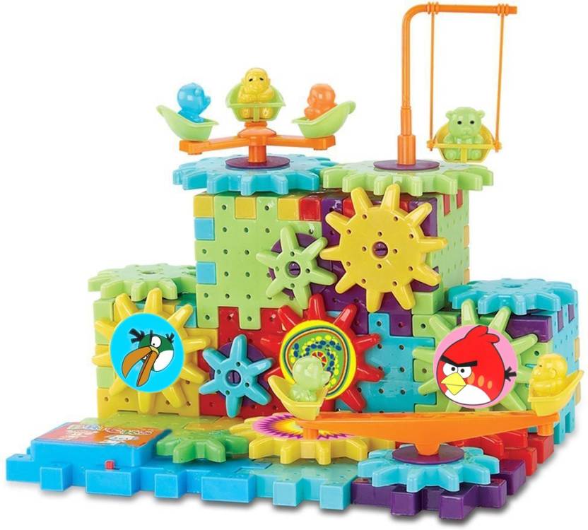 Shribossji Angry Birds Battery Operated Building Blocks Construction Set With Interlocking Gears For Kids   81 Pcs