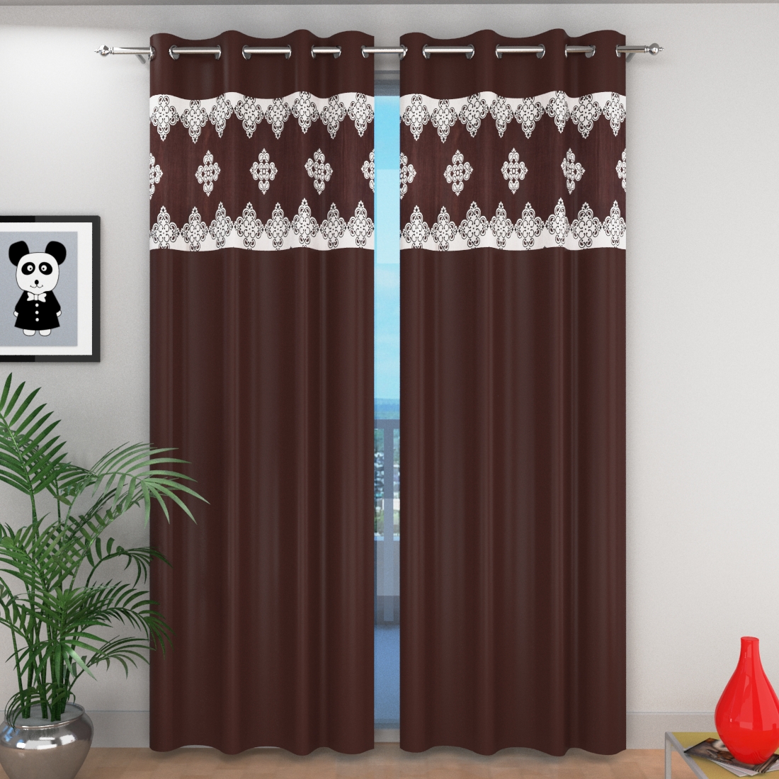 Buy Cloud India 5Ft-Window Curtains Long Crush Joint Set of 2 Piece ...