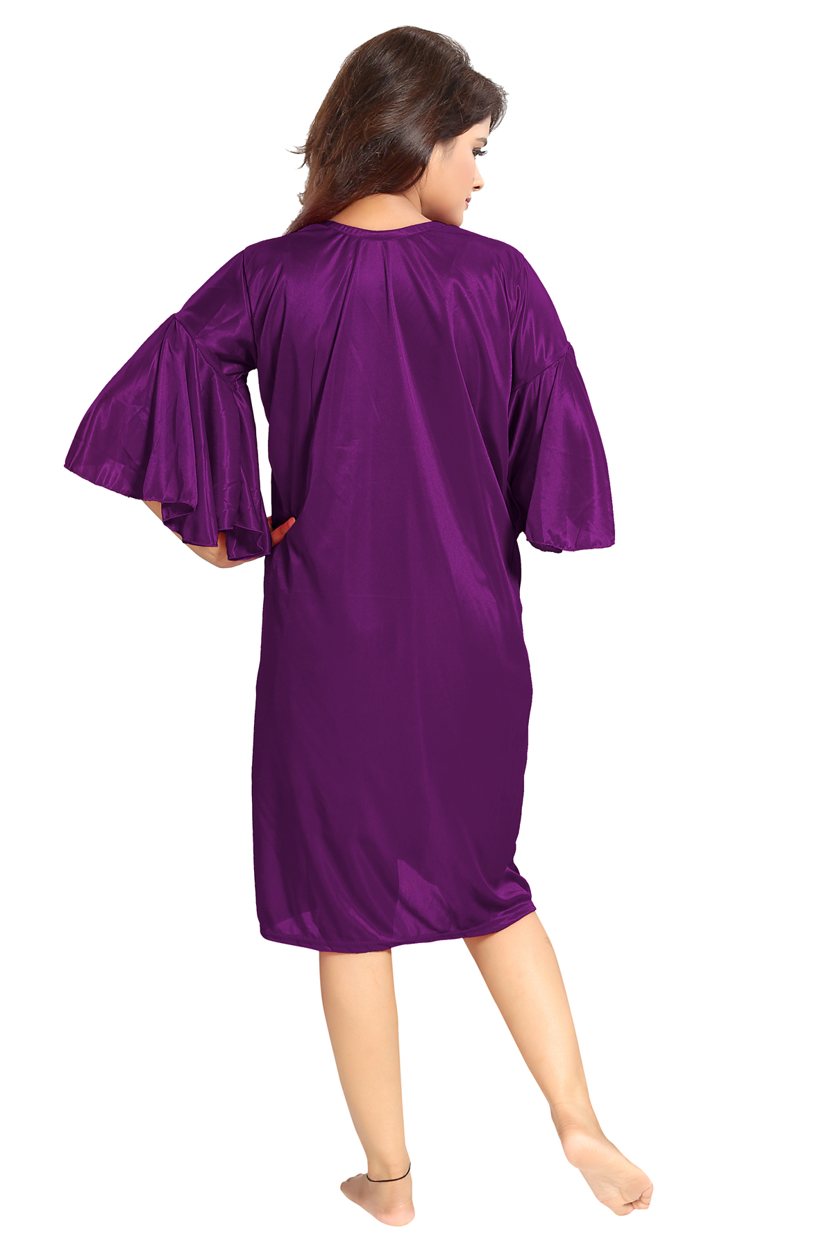 Buy Be You Purple Satin Women Nighty with Robe Online @ ₹799 from ShopClues