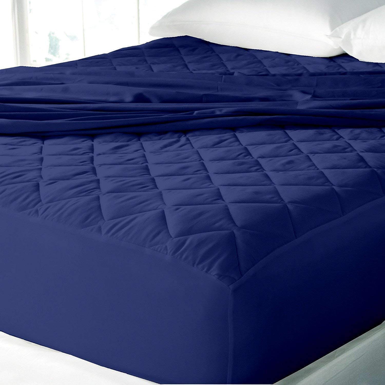 Buy Mattress Protector Navy Blue Colored Double Bed Waterproof and Dust