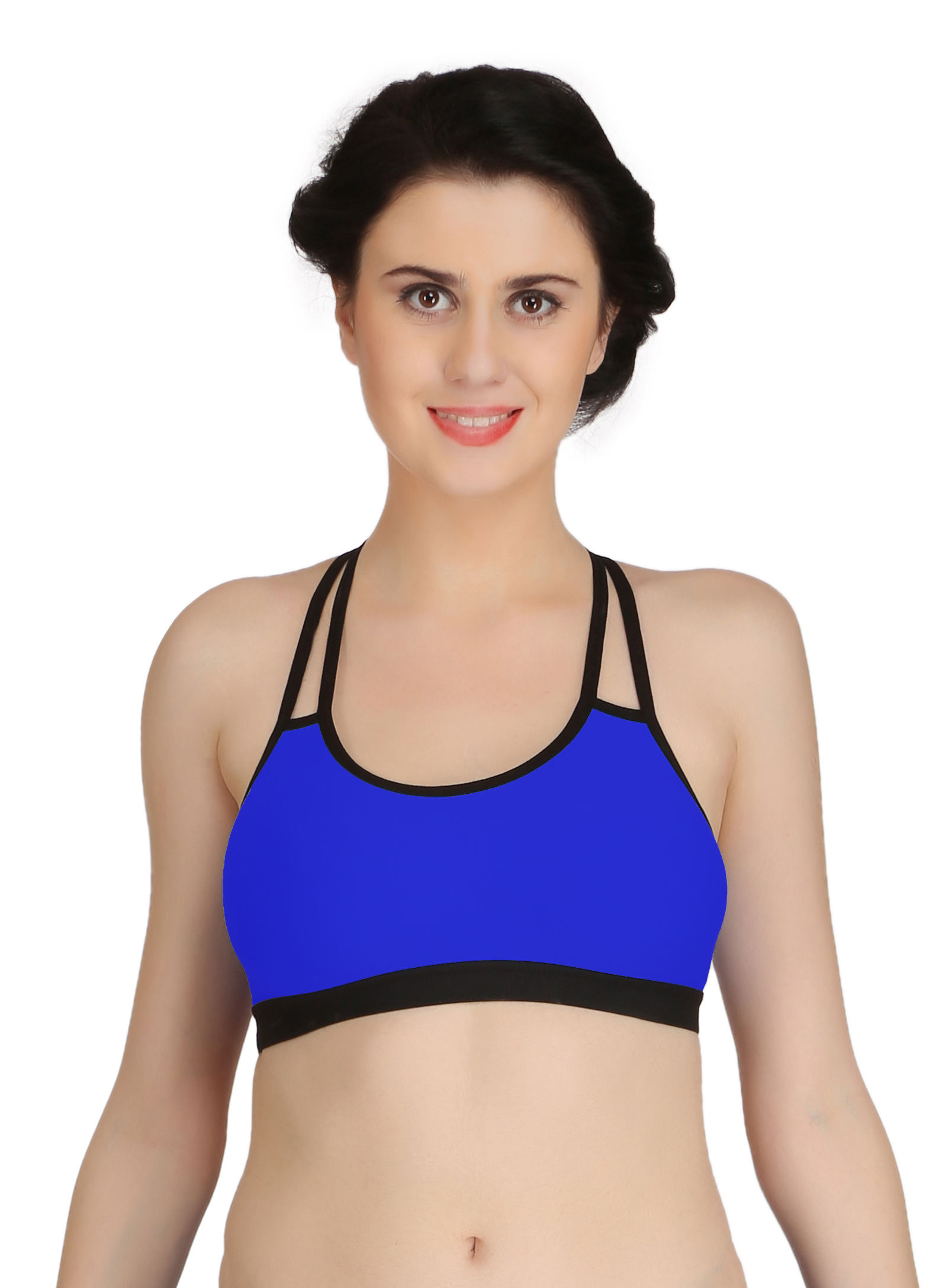 Buy Fashion Comfortz Womens Blue Cotton Lycra Sports Bra Online ₹179