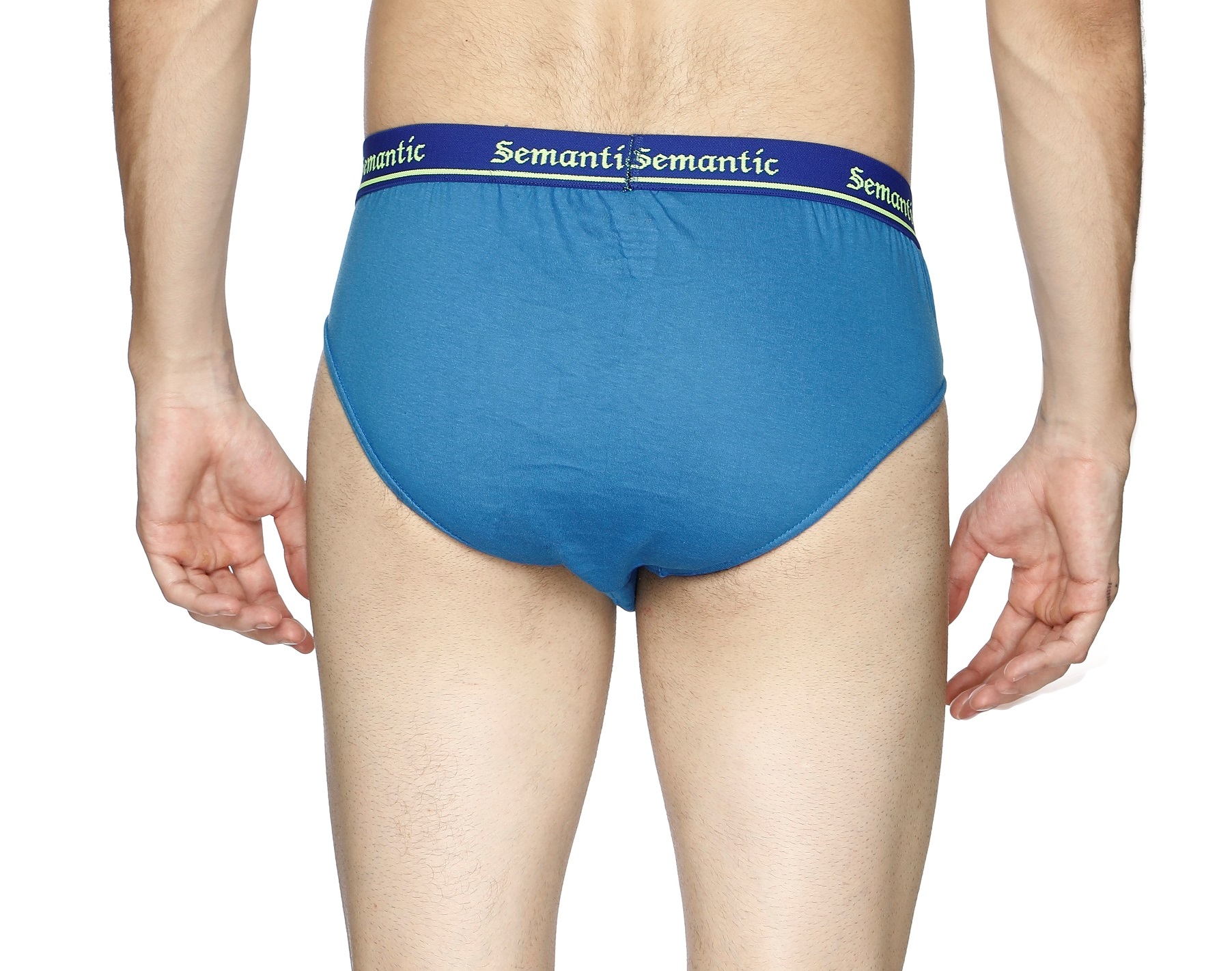 Buy Men's Regular Rise Elastic Waistband Blue Color Cotton Brief for