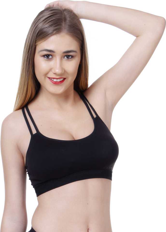 Buy Fashion Comfortz Womens Cotton Lycra Plain Black Bra Online ₹129