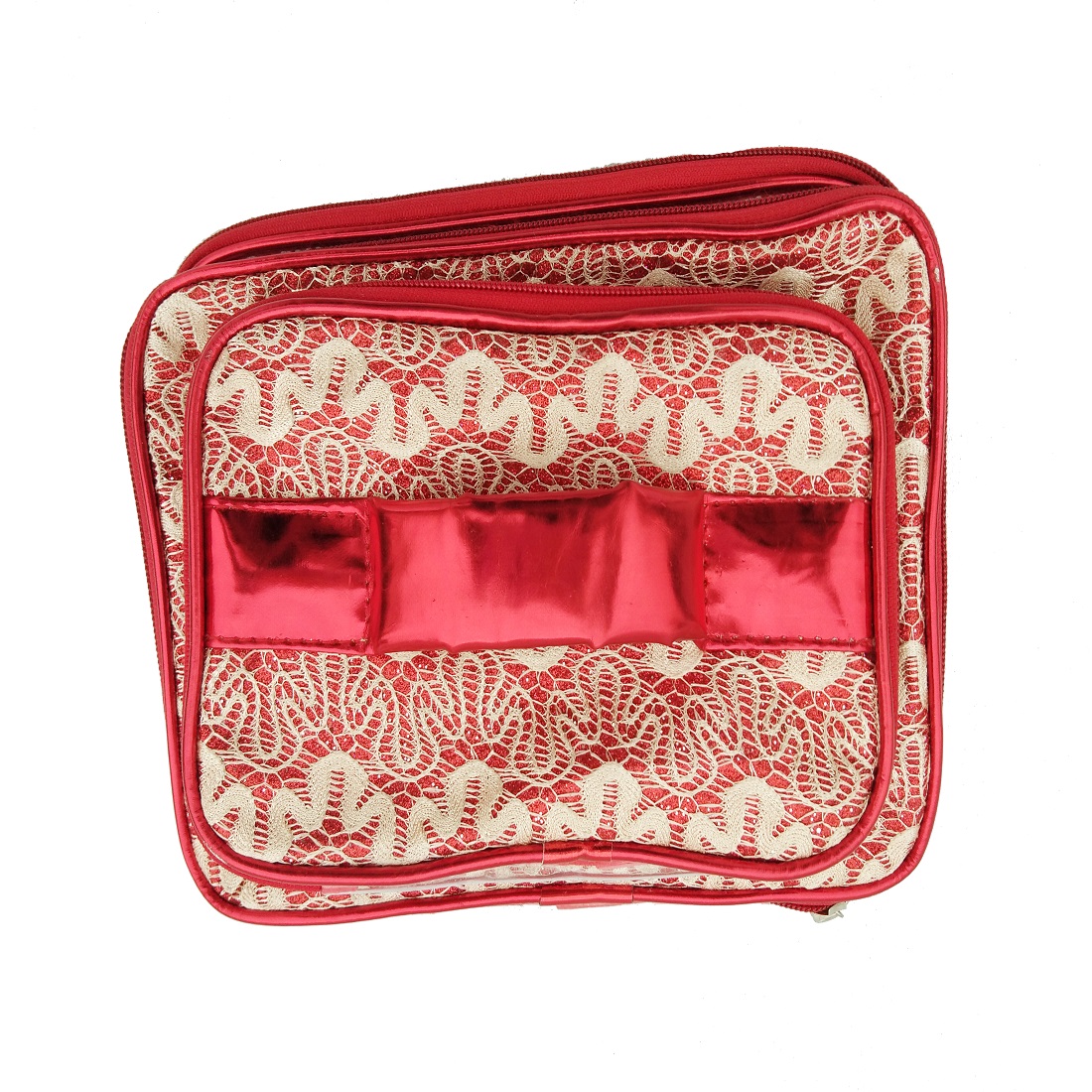 red vanity bag