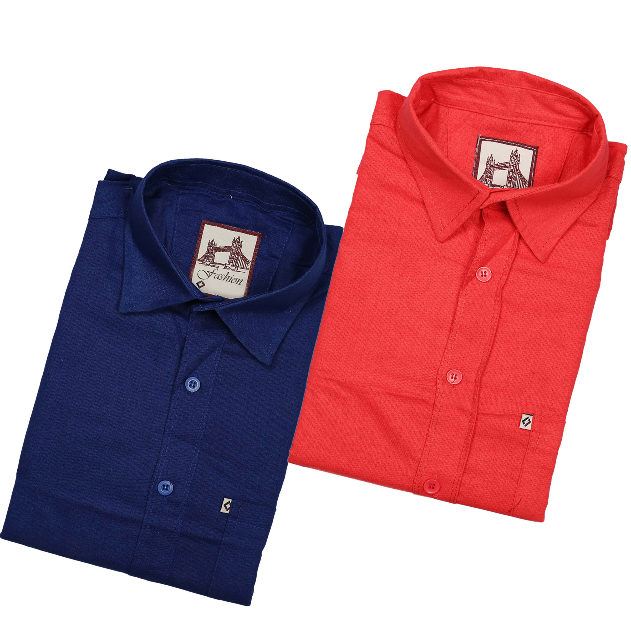 Buy Spain Style Solid Regular Fit Casual Shirts For Men's Pack of 2 ...