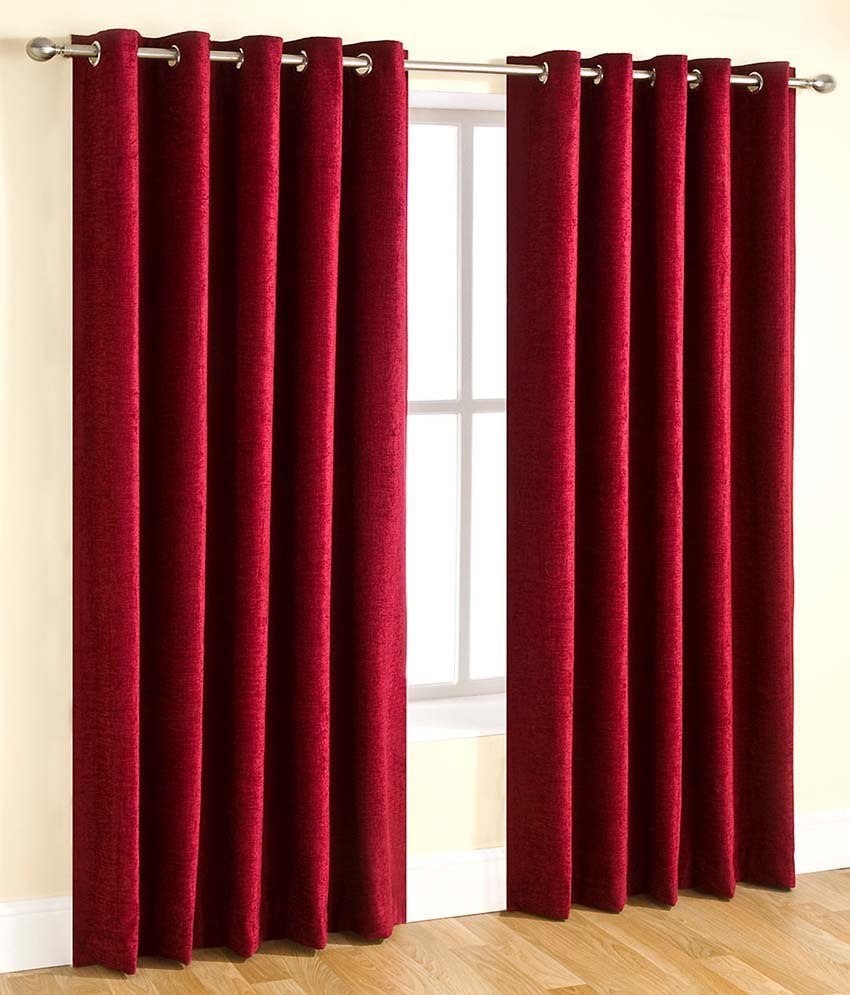 Buy Cloud India 7Ft- Door Cutains Crush Plain Set of 2 Piece Polyster ...