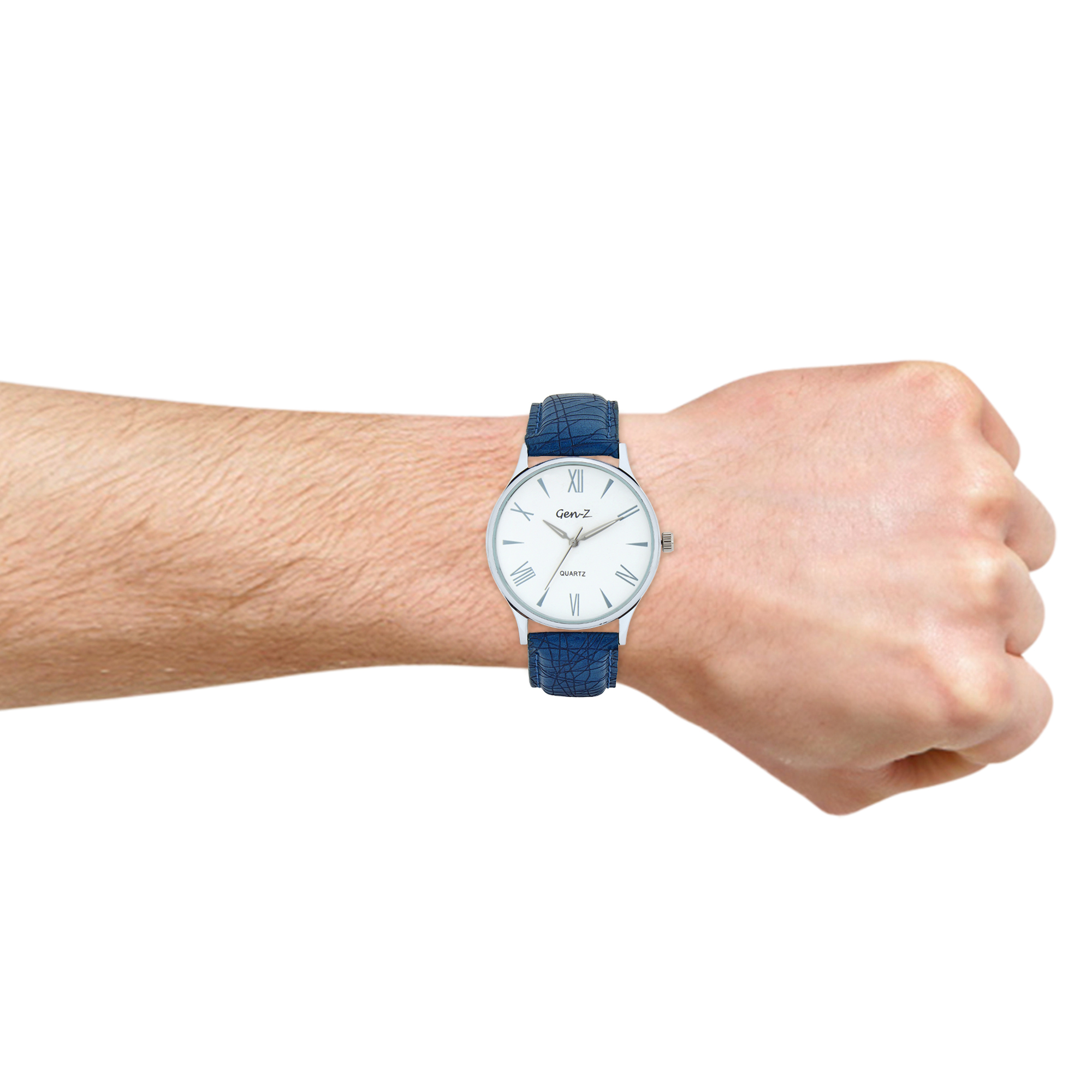 Buy Gen Z GENZSNSLIM0007 Signature white dial blue leather strap