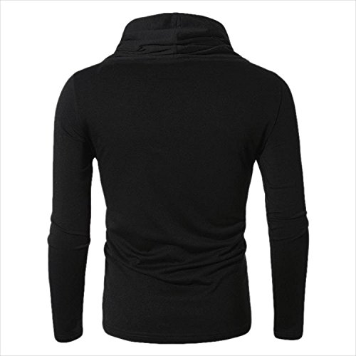 Buy Pause Men's Black Cowl Neck Full Sleeves Cotton Blended Plain T ...