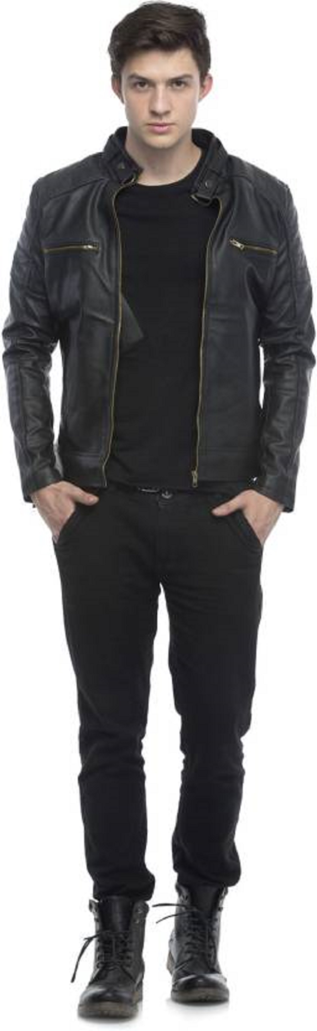 Buy Leather Retail Black Plain PU Casual Jacket For Men Online @ ₹1999 ...