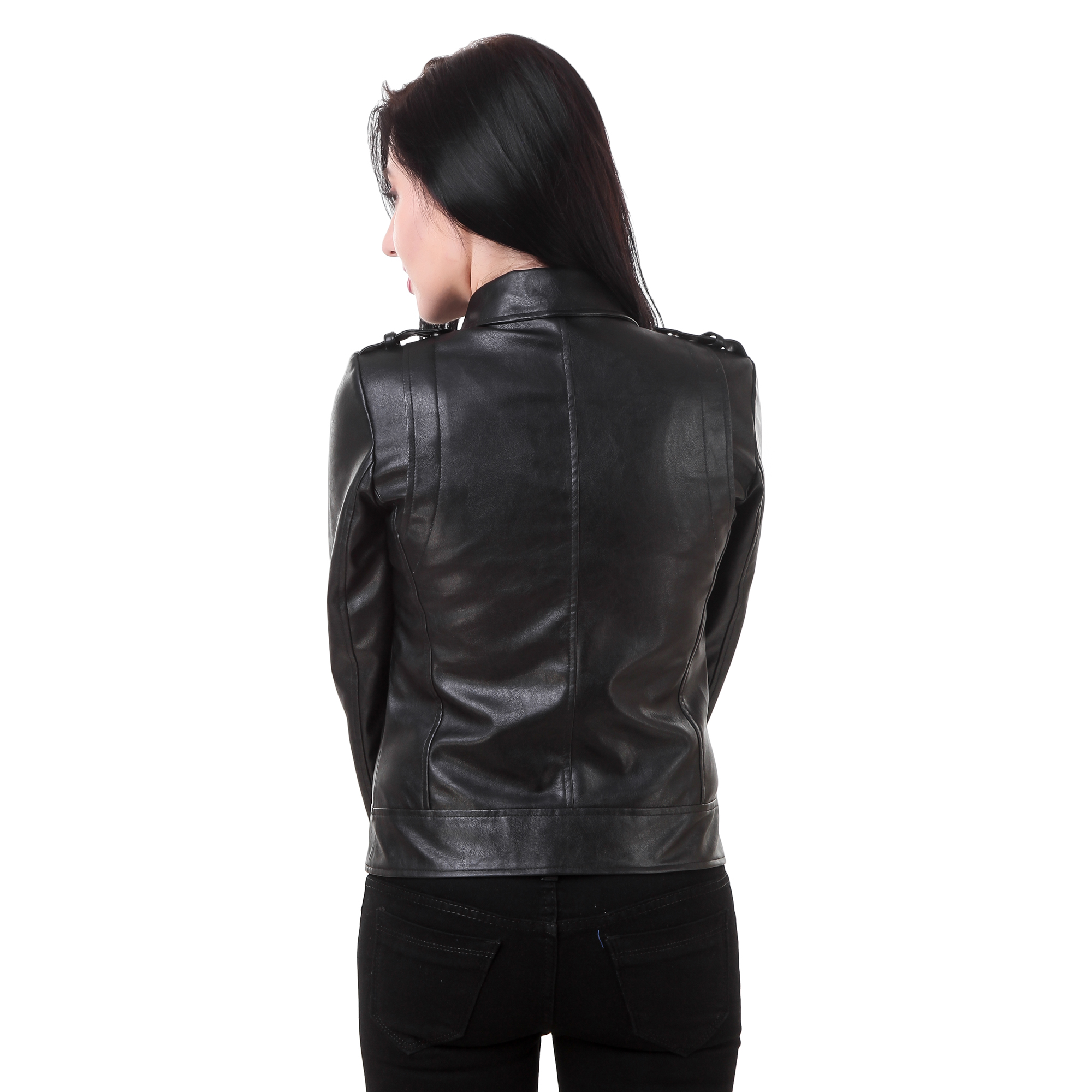 Buy Leather Retail Black Faux Leather Full Sleeves Biker/Leather ...