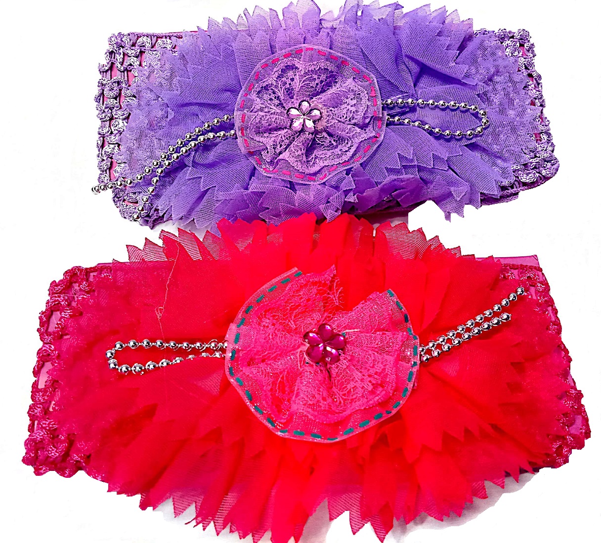 Buy Proplady Baby Floral Bead Studded Headband Combo (2 Pieces Pink