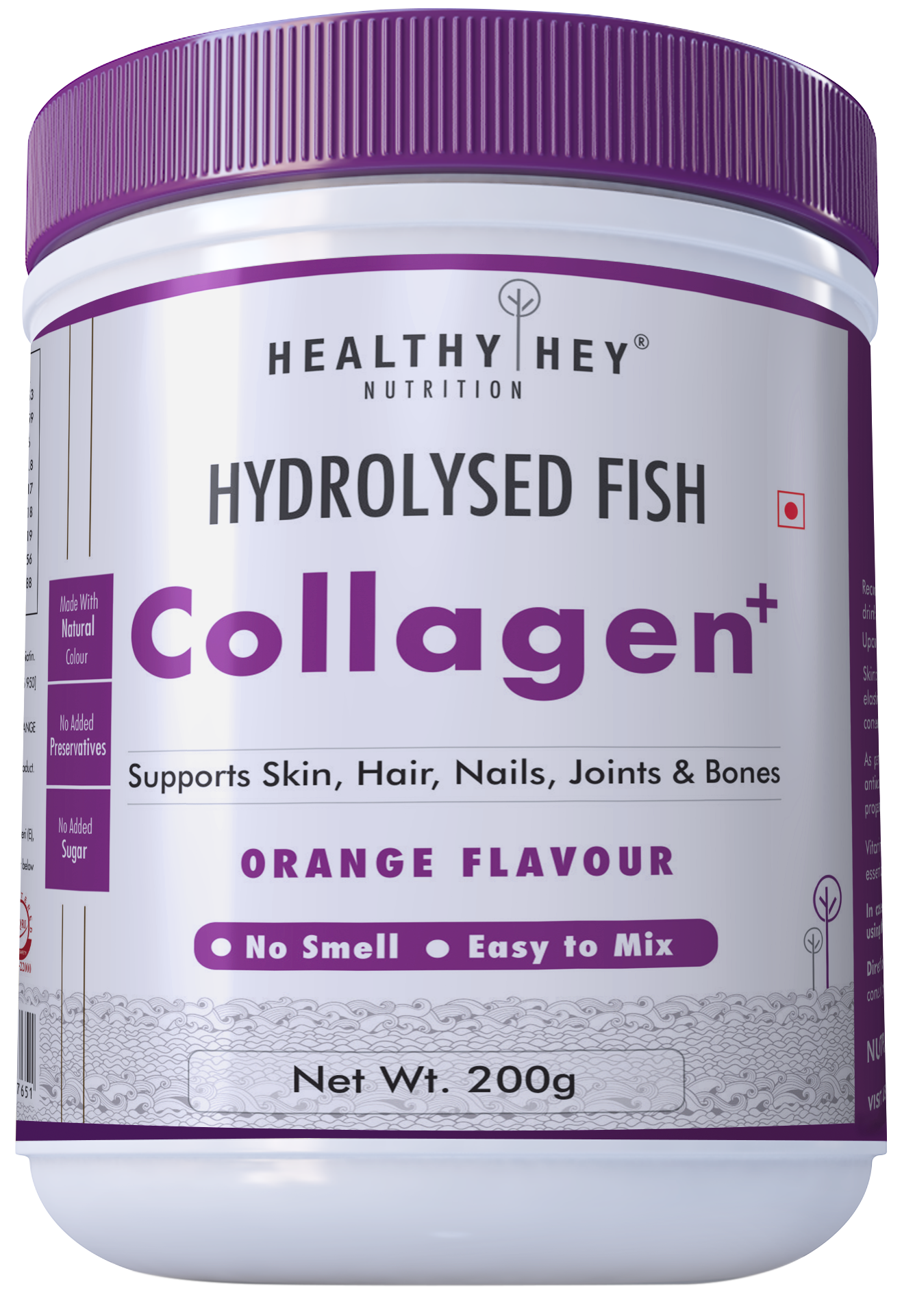 Buy HealthyHey Fish Collagen Powder 200g - Hydrolyzed Fish Collagen Peptides (Orange Flavour ...