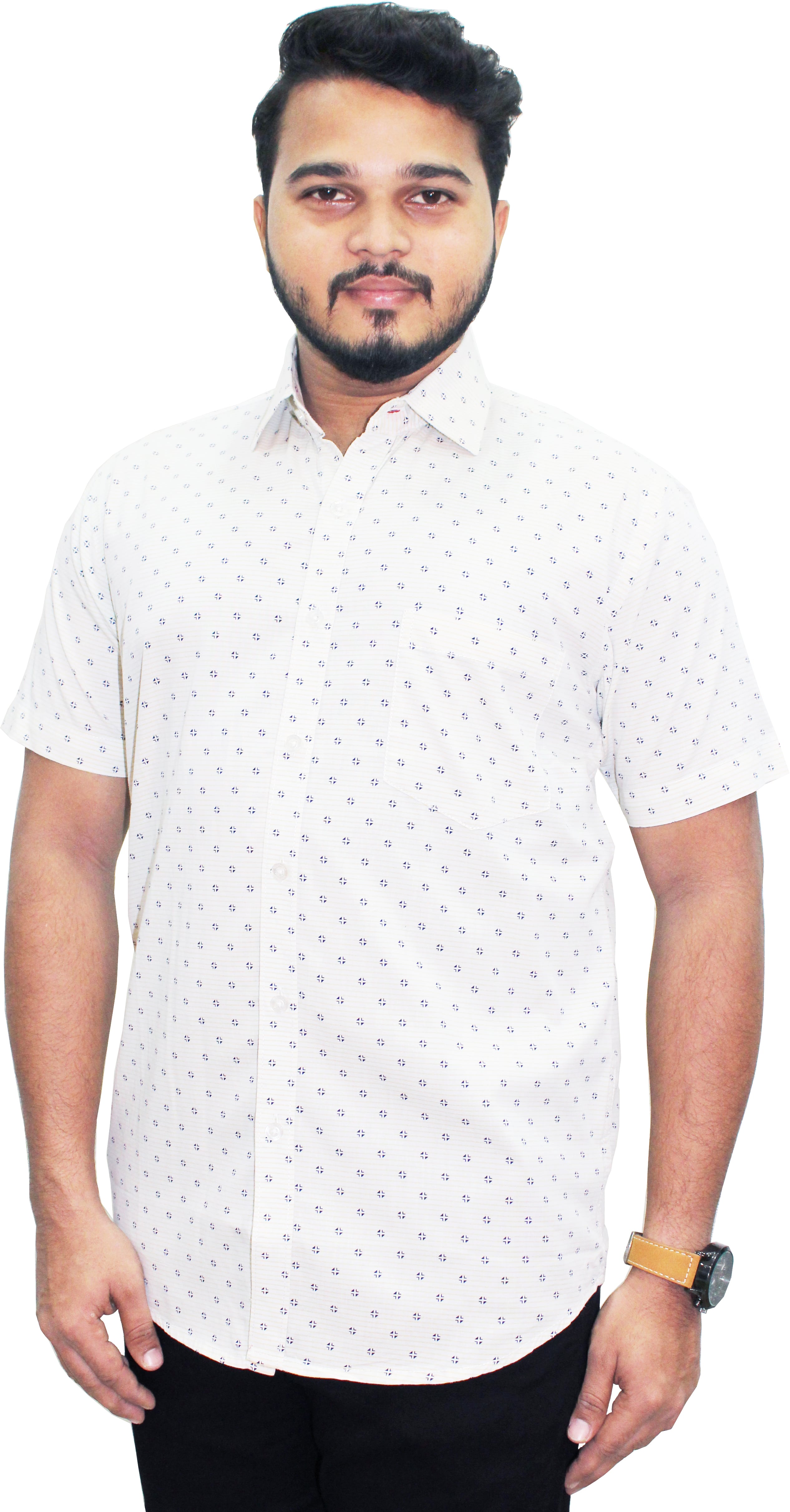 Buy SBCLHS219 - Southbay Men's White Printed Half Sleeve 100 Cotton ...