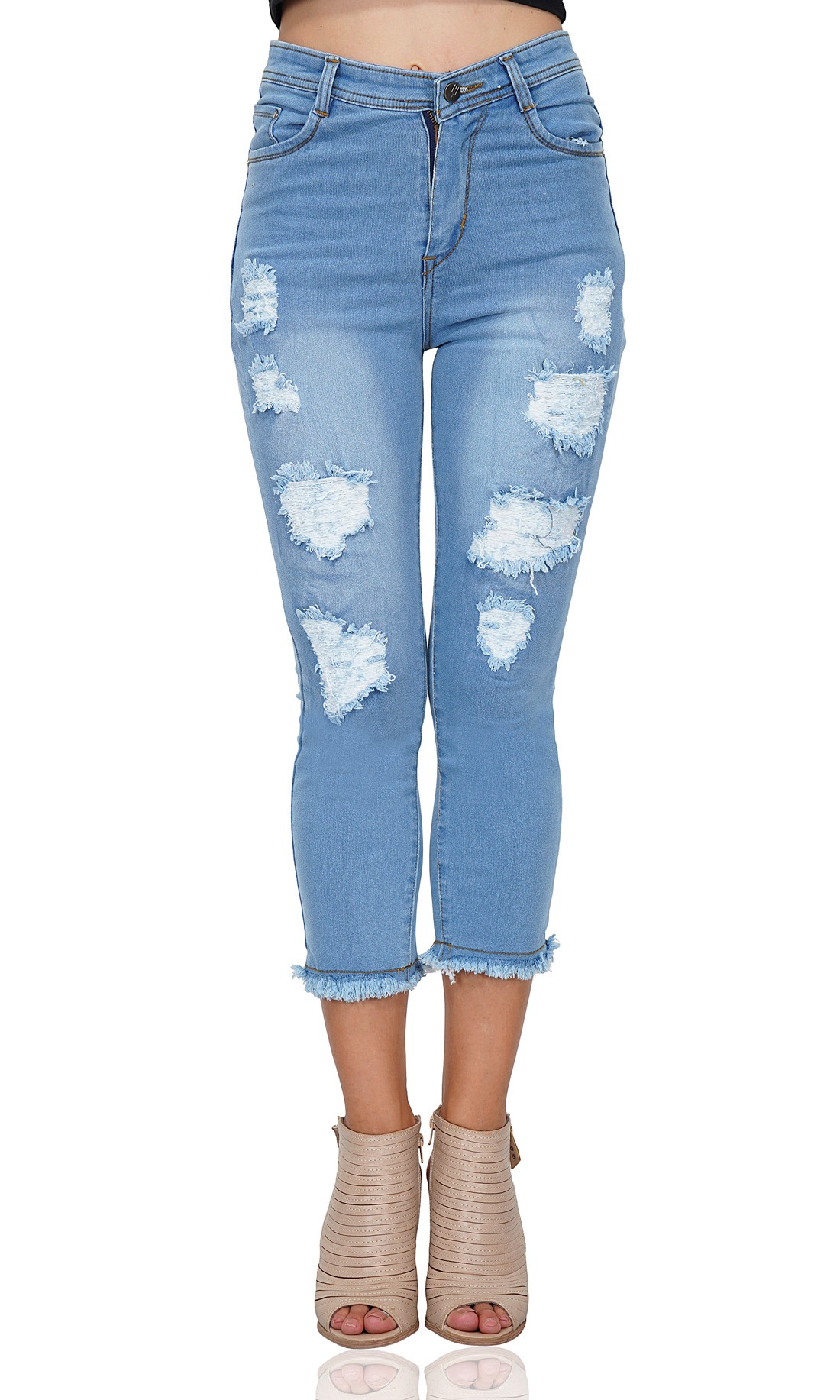 Buy Essence Women's Slim Fit Light Blue Jeans Online @ ₹1099 from ShopClues