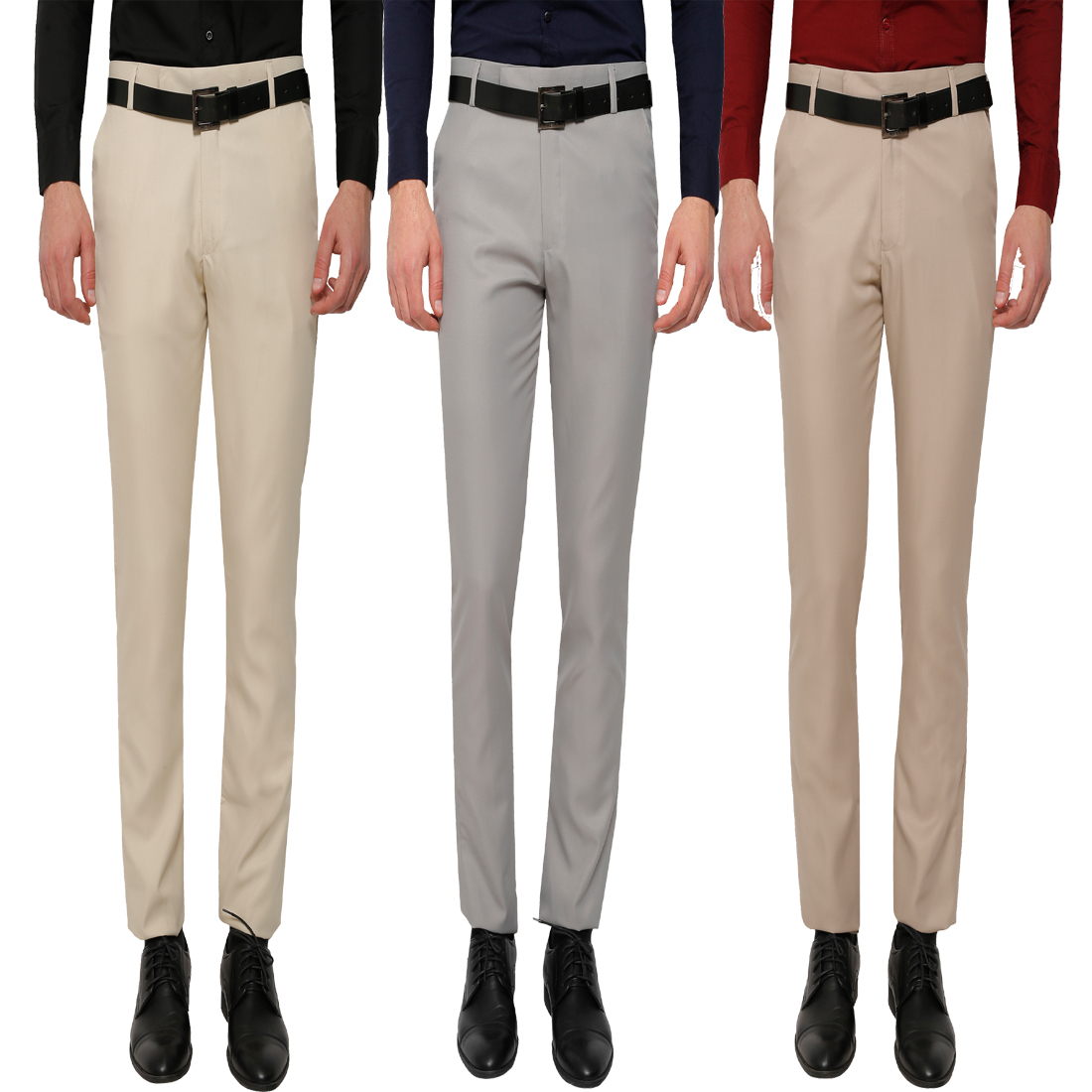 Buy GWALIOR PACK OF 3 SLIM FIT FORMAL TROUSERS (LIGHT GREY, BEIGE LIGHT