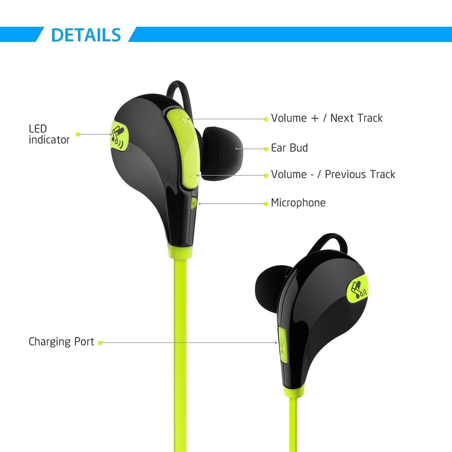 Buy Wireless Bluetooth Headphone 4.1 Sports Jogger Earphones for