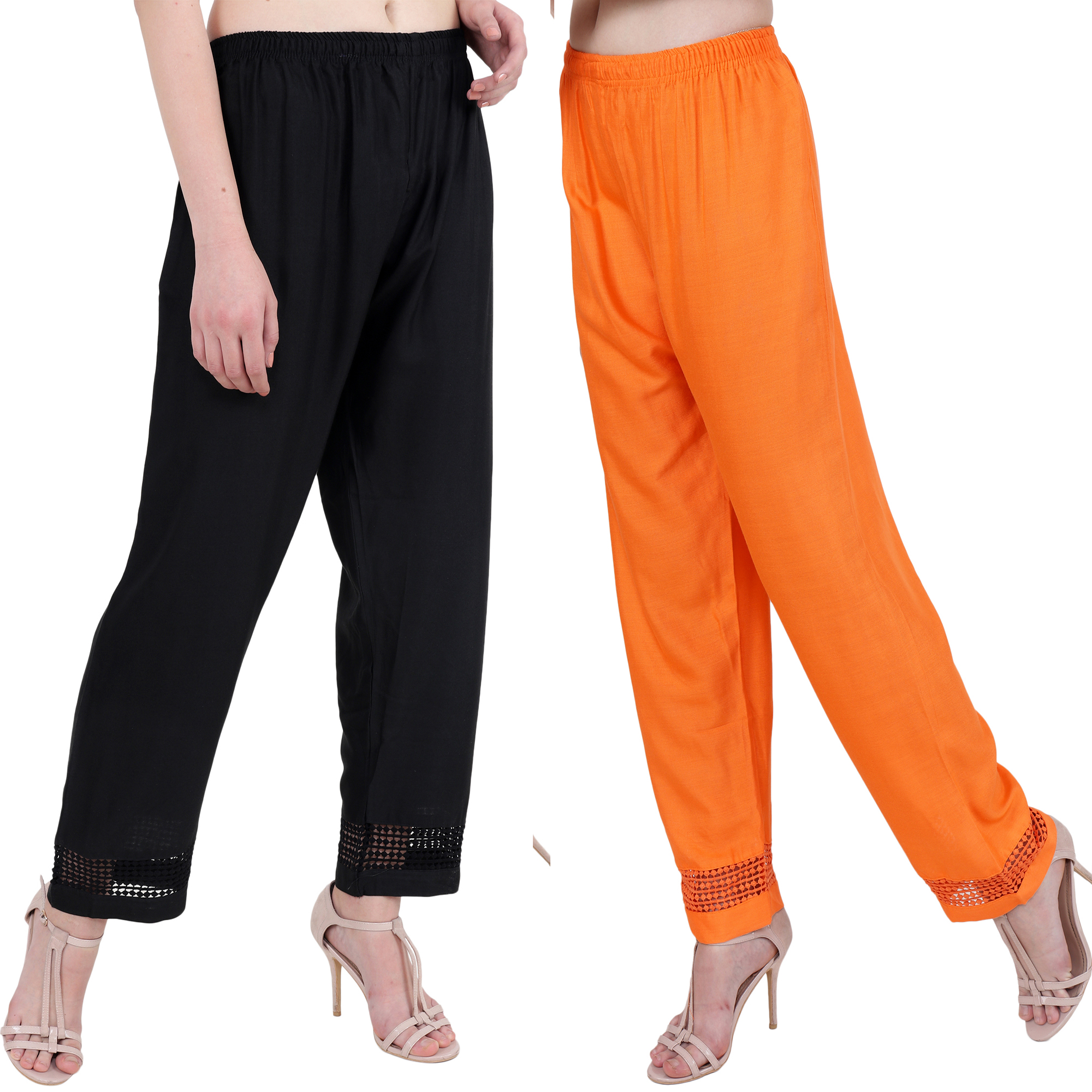 Buy RMG Fashion presents Black and Orange Stylish & comfortable Plazo ...