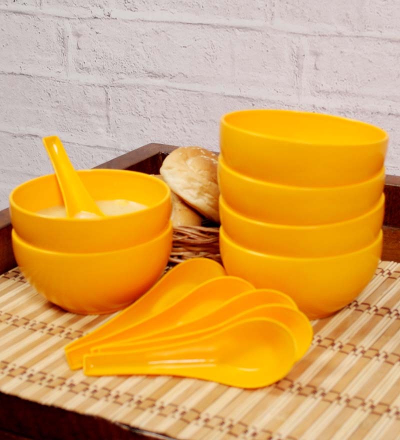 Buy Yellow Soup Bowl Set of 6 with Spoon Online ₹179 from ShopClues