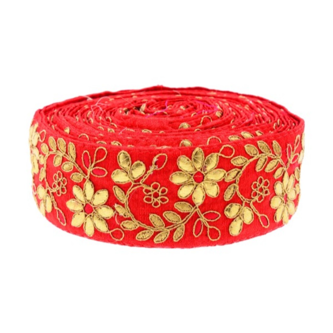 Rani Pink With Zari Work Semi Circle Lace & Border ( 9mtr )
