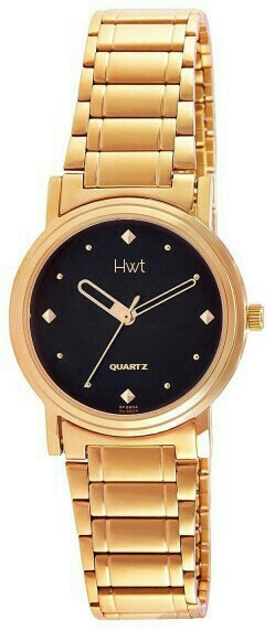 Buy HWT Gold Plated Black Dail Couple Watches Combo Pack Of 2pcs Online ...