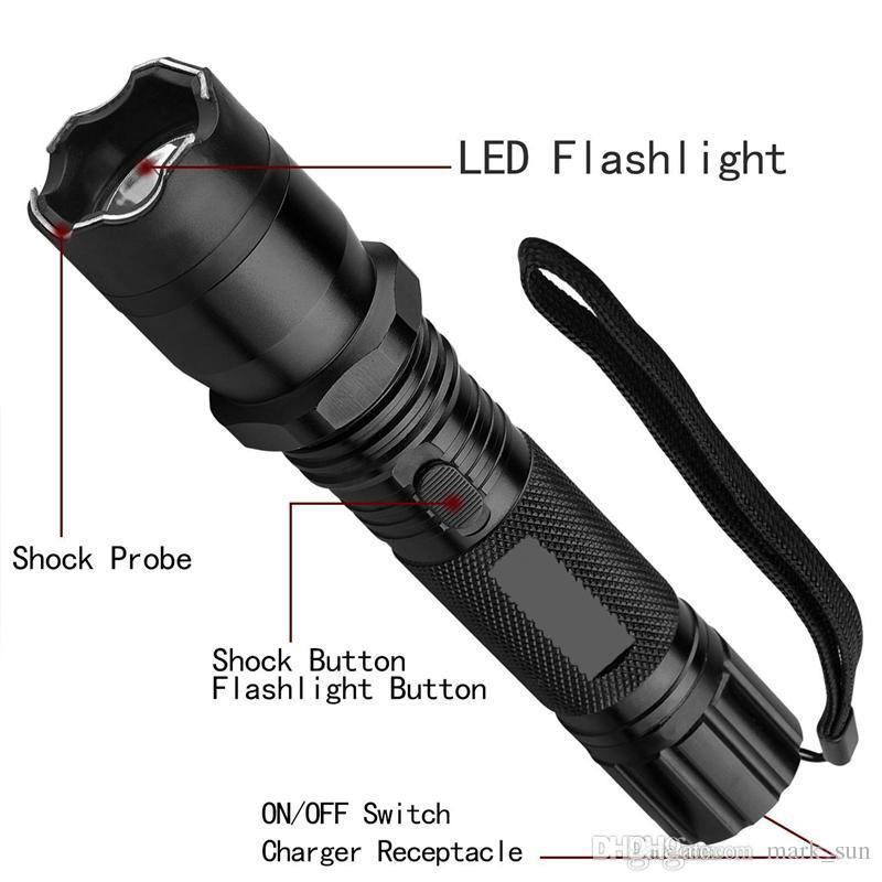 Buy Rechargeable Self Defense Electric Shock Flashlight 1101 Type Stun Gun Torch With Cover 