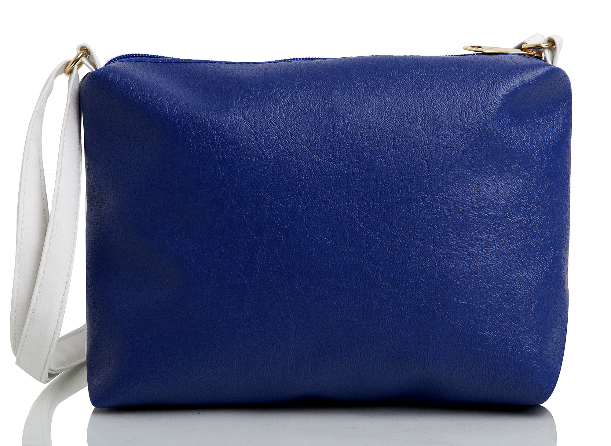 Buy Mammon Casual Plain Blue & White PU Zipper Women's Sling Bag Online ...