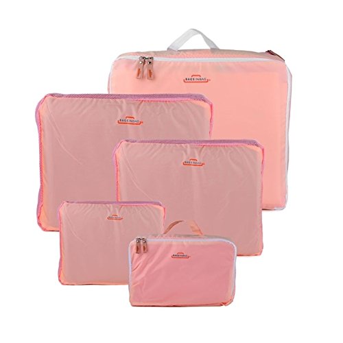 HOMEBASICS 5 in 1 Peach Easy Travel Bag Organizer, Set of 5 Bags Assorted Sizes Peach Color