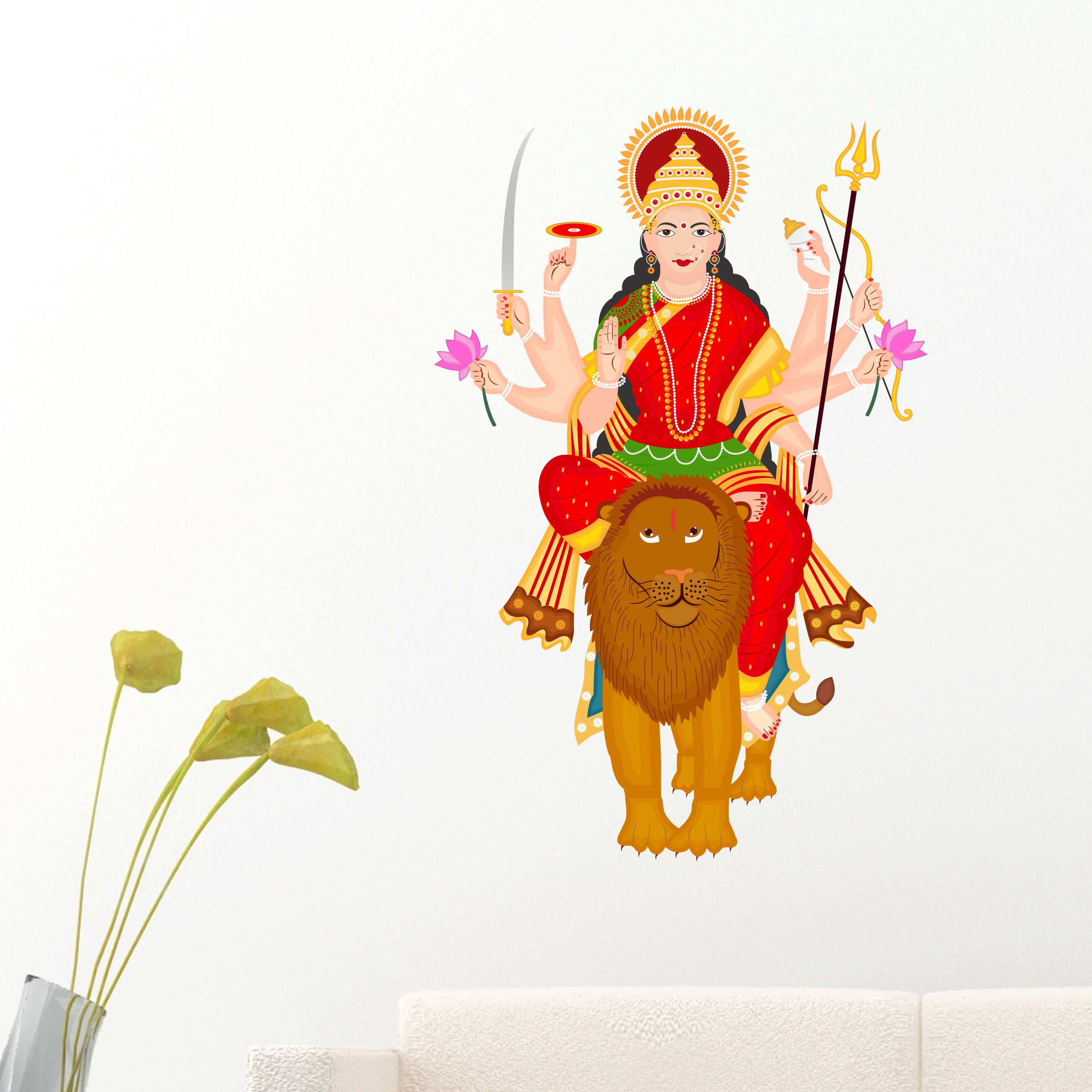 Buy wall dreams Durga Maa on Lion Religious Inspirational Sticker ( 60