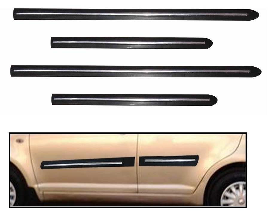 Buy Trigcars Hyundai Accent Car Side Beading Black With Chrome Line + Free Gift Bluetooth 250