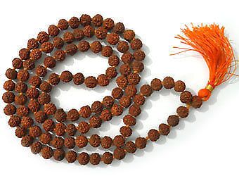 NKlaus Rudraksha Japa Mala 5 Facce 54+1 Perle - Catena Meditazione Spirituale In Legno, Lunga 100 Cm