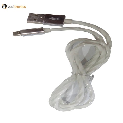 Basitronics Rainbow Twisted Micro USB Charging and Data cable 3 Feet 0.9 Meters White